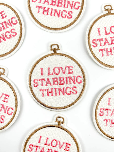 I Love Stabbing Things Patch Embroidered Iron On for Craft
