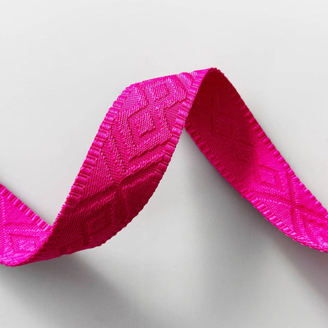 Fuchsia Pink Jacquard Webbing 1.5" Woven Strap