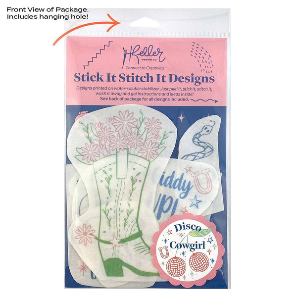 Stick It Stitch It Water Soluble Embroidery Patterns-Disco Cowgirl