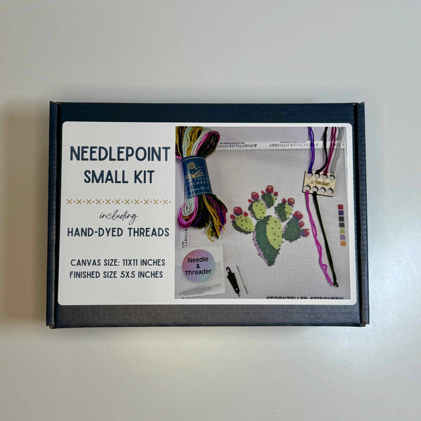 Prickly Pear Cactus — Modern Needlepoint Kit (Small Design)