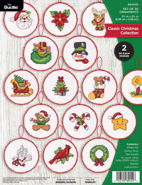 Bucilla Classic Christmas Cross Stitch set of 30