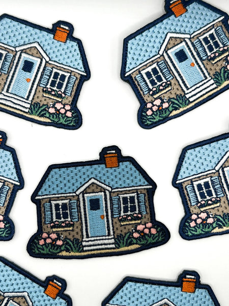 Embroidered Cottage House Patch Cozy Home Floral Cottage