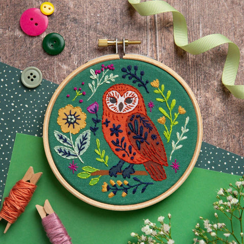 Folk Owl Mini Embroidery Kit | Beginner Craft Kit for Adults