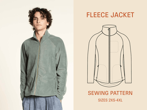 Men's Fleece jacket sewing pattern- Men's Sizes 2XS-4XL -- Wardrobe by Me