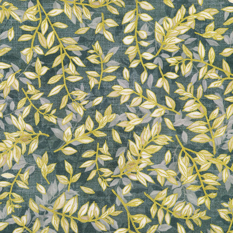 DUSTY BLUE Leaves from Hello Fall by Lynnea Washburn -- Robert Kaufman