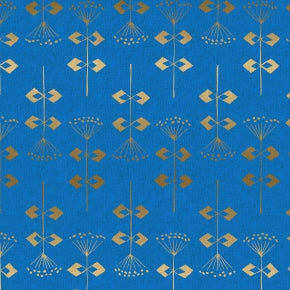 Neko and Tori - Penpengusa - Blue Canvas Metallic Fabric for Cotton + Steel