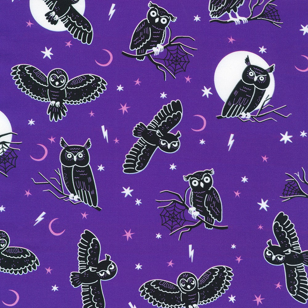 Owls in Midnight Purple from Lights Out -- Robert Kaufman