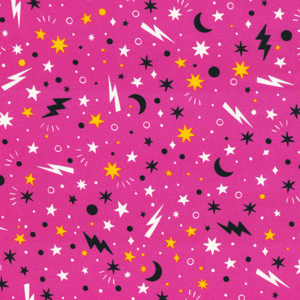 Stars & Lightning Bolts in Candy Pink from Lights Out -- Robert Kaufman