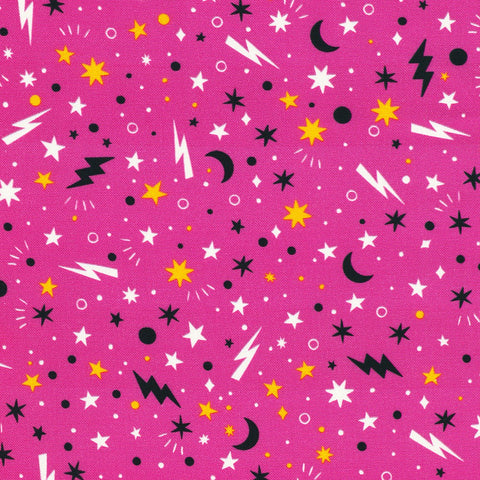 Stars & Lightning Bolts in Candy Pink from Lights Out -- Robert Kaufman