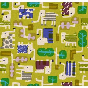 Safari - Elephant Walk - Grass Canvas Fabric for Cotton + Steel