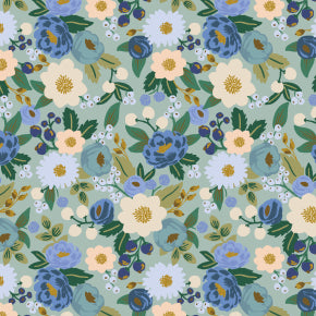 Vintage Blossom in Mint Metallic  -- Vintage Garden by Rifle Paper Co. for Cotton + Steel Fabrics