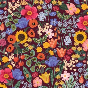 Blossom - Burgundy Digiprint -- Curio by Rifle Paper Co. for C + Steel