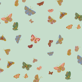 Butterfly House - Mint Metallic  -- English Rose by Rifle Paper Co. for Cotton + Steel
