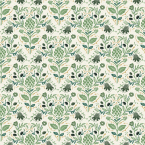 Artichoke in Cream Metallic Fabric -- Dahlia - by Rifle Paper Co. for Cotton + Steel
