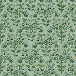 Artichoke in Sage Metallic -- Dahlia - by Rifle Paper Co. for Cotton + Steel