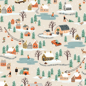Holiday Classics - Holiday Village - Cream  by Rifle Paper Co. for C + Steel