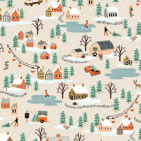 Holiday Classics - Holiday Village - Cream  by Rifle Paper Co. for C + Steel