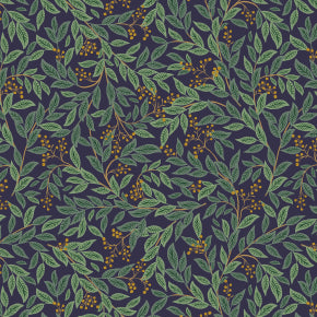 Holiday Classics - Willowberry - Navy Metallic Fabric by Rifle Paper Co. for C + Steel