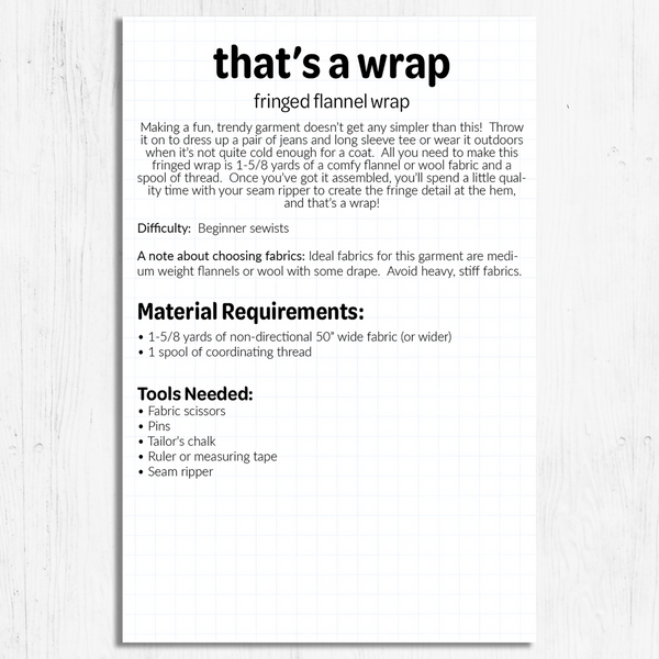 That's a Wrap - by Studio M Squared  Paper Sewing Pattern
