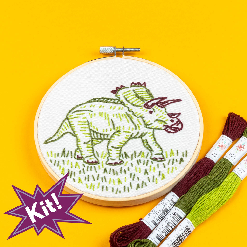 Dino-Mite! 5" Embroidery Kit -- PopLush Embroidery
