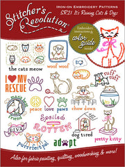 Stitcher's Revolution Raining Cats & Dogs Iron On Transfer Embroidery Pattern