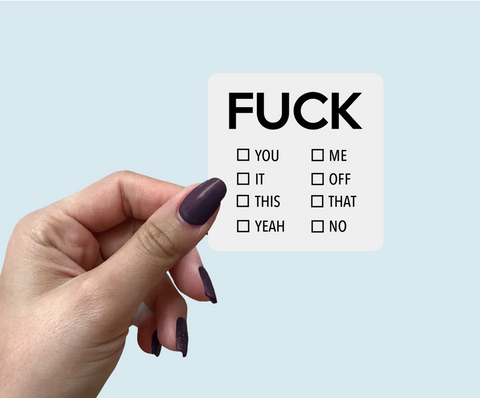 Funny cursing fck checklist sticker