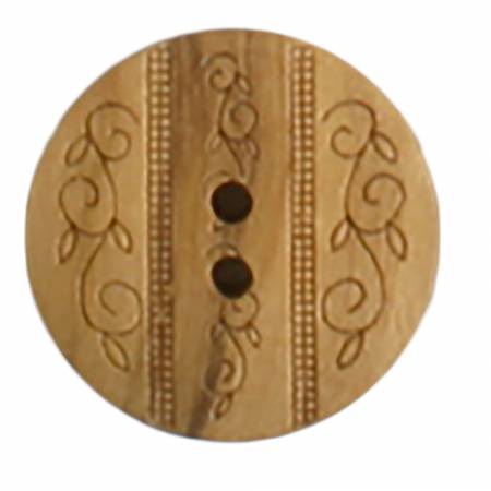 23mm Brown Wood 2 Hole Button 2 per Card -- Dill Buttons