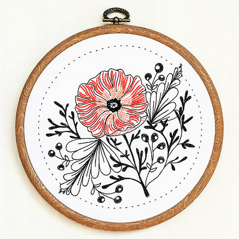 Poppy Power Embroidery Kit by Cozy Blue