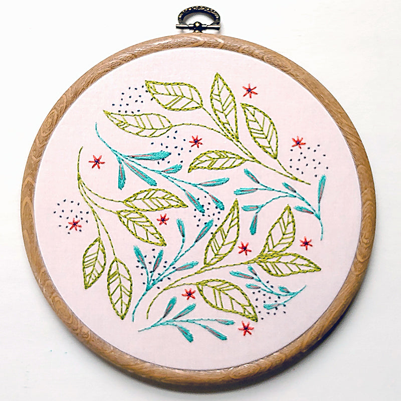 Leaf Dance -- Cozy Blue Embroidery Kit