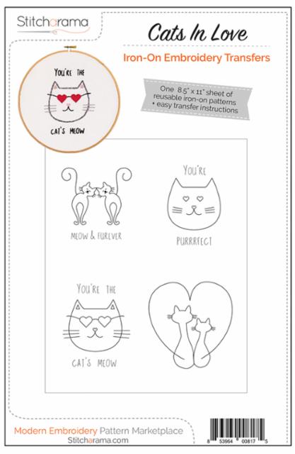 Stitcharama Cats In Love Iron-on Embroidery Transfer