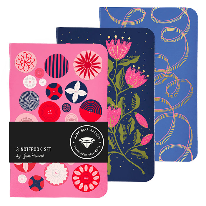 Jen Buttons Notebooks 3ct -- Ruby Star Society