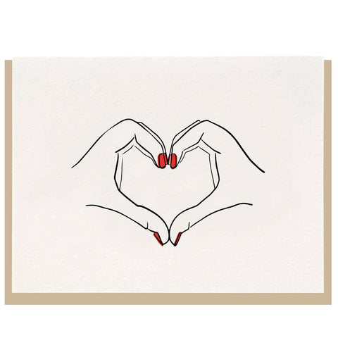 Heart Hands - Letterpress Love Greeting Card