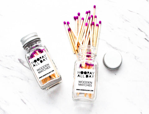 Colorful Wooden Matches In Little Glass Bottle