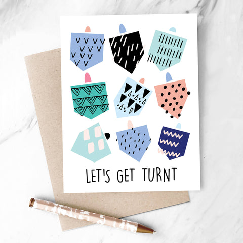 Let's Get Turnt - Dreidel Hanukkah Greeting Card