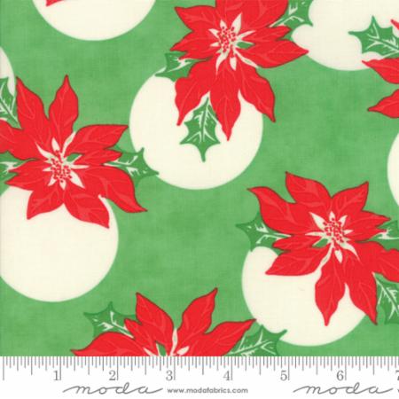 Swell Christmas Poinsettia in Green --- Cotton PVC Coated (Laminated) -- Urban Chiks