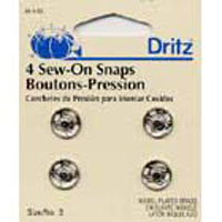 Sew-On Snaps - Nickel -- Size 3 -- Dritz