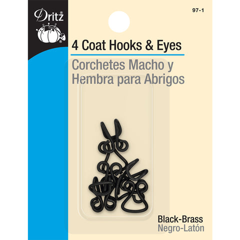 Coat Hooks & Eyes Black 4ct.