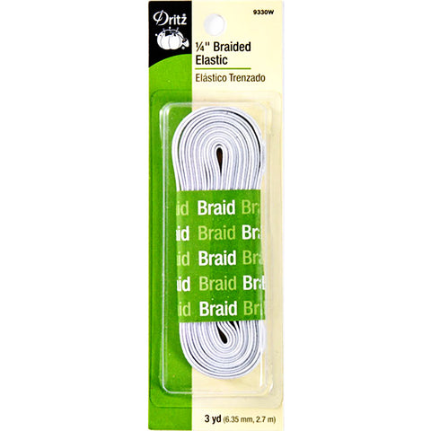 1/4"in White Braided Elastic 3yd -- Dritz