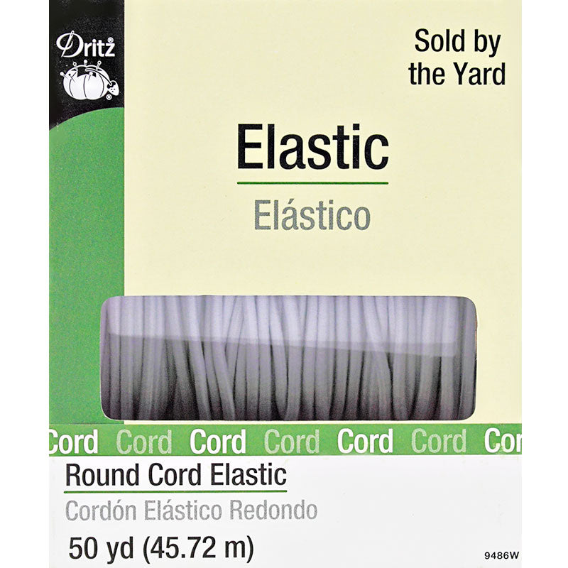 Round Cord Elastic White  by the yard -- Dritz