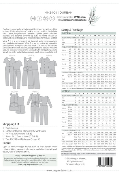 Durban Jumpsuit & Romper SEWING PATTERN by Megan Nielsen