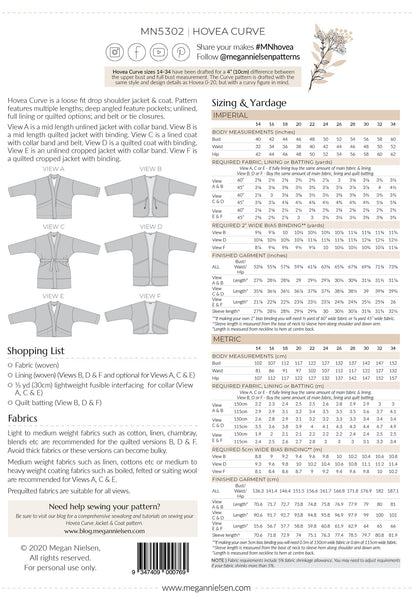 Hovea Jacket & Coat CURVE Sewing Pattern by Megan Nielsen