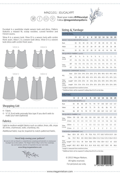 Eucalypt Tank & Dress Pattern -- Megan Nielsen