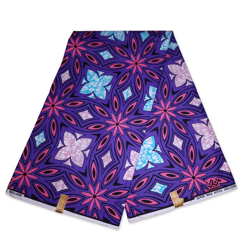 African Super Wax fabric - Purple swirl