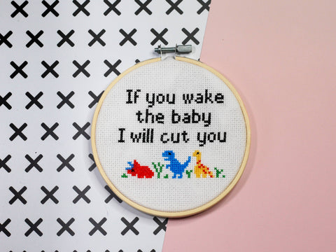 Wake The baby Sign - Cross Stitch Kit