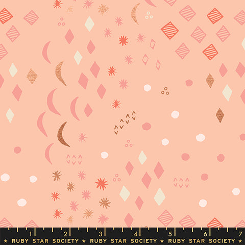 Moonrise Moons Celestial in Peach Blossom  -- First Light by Ruby Star Society --- Moda Fabric