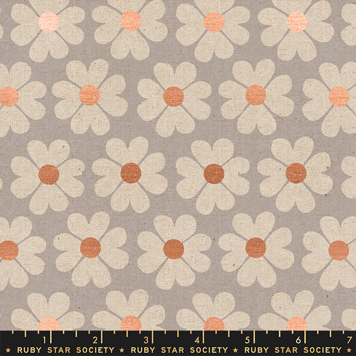 Heart Flowers Canvas in Dove --- Unruly Nature by Jen Hewett for Ruby Star Society -- Moda Fabric