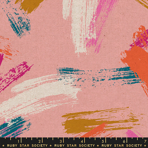 Geometric Paint Brushstroke in Cotton Candy(Canvas) --- Birthday by Sarah Watts for Ruby Star Society -- Moda Fabric