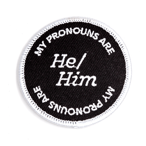 He Him Pronouns Embroidered Iron-On Patch