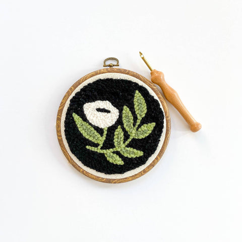 Black Floral Begin To Punch Needle Kit