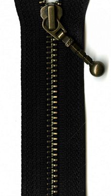 Antique Brass 26" Separating Zipper -- Black